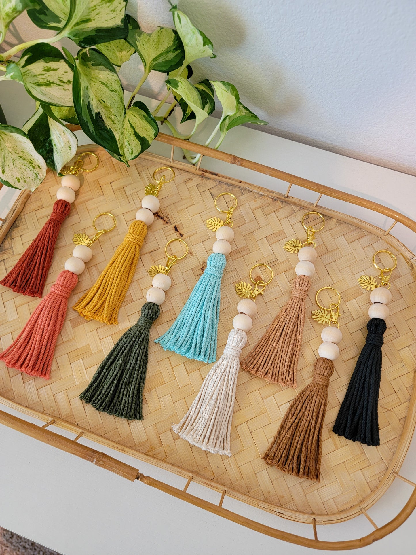 Monstera Tassel Keychain